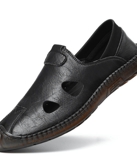 breathable leather slip-on summer sandals /2color　NL2389