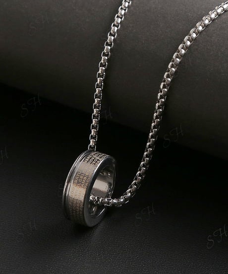 spanish lord's prayer ring pendant box chain necklace　NL2211