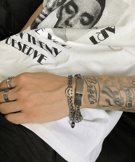 silver chain id plate bracelet　NL2190