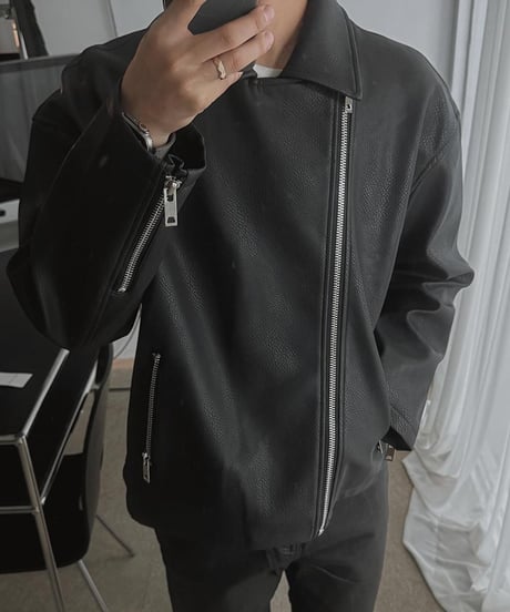 oversized faux leather riders jacket　NL2089