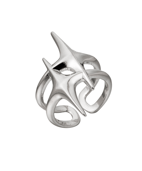 cyber punk spike star ring silver　NL2219