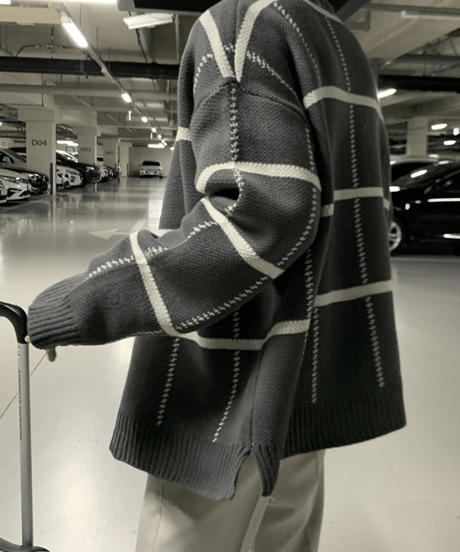check patterned knit cardigan　NL2137