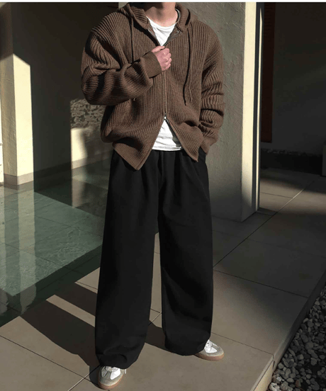 wide leg cotton tuck pants /2color　NL2150