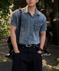 short sleeve denim shirt /2color　NL2402