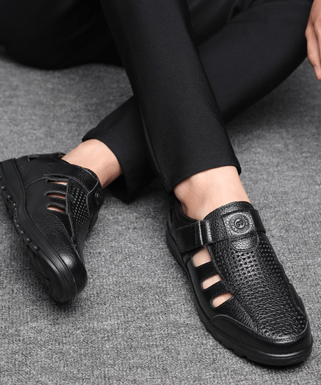 mens leather closed toe sandals /2color　NL2383