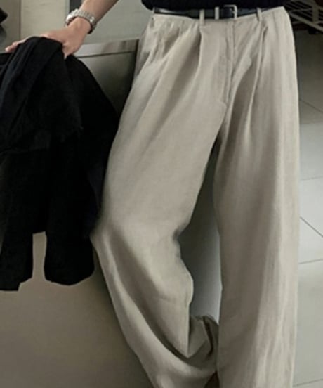 wide tuck linen slacks /6color　NL2326