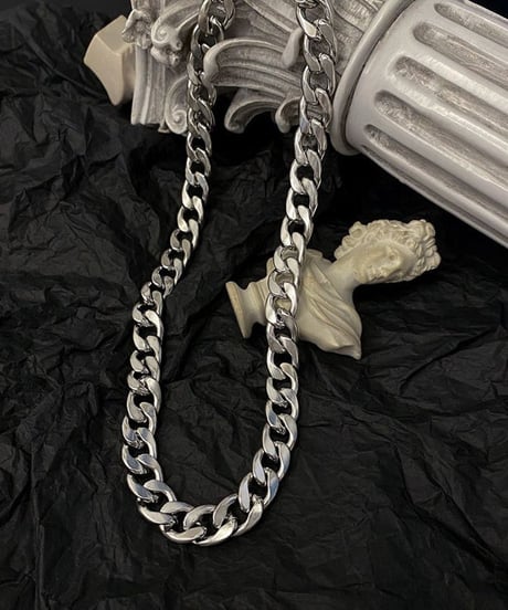 chunky silver curb chain necklace　NL2205
