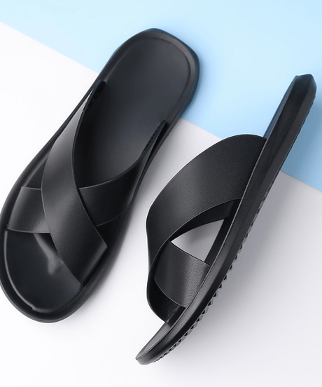 mens cross strap leather sandals/2color　NL2386