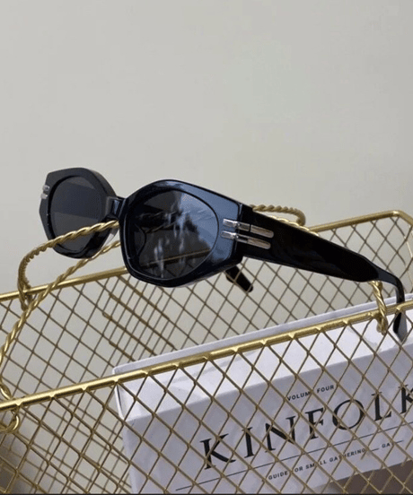 retro oval narrow sunglasses black　NL2269