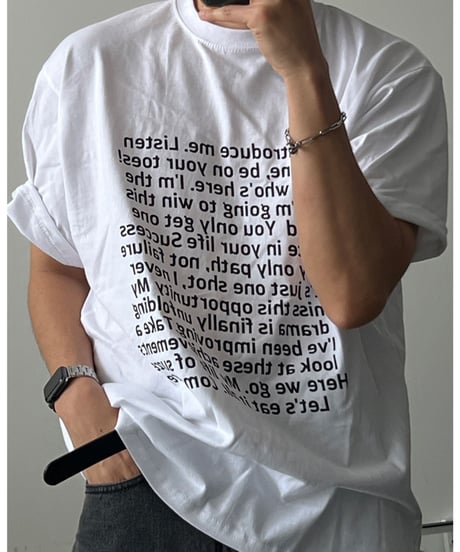 mirrored text casual loose tee /3color　NL2394