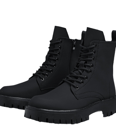 men's platform lace-up boots black　NL2359