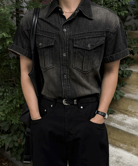 short sleeve denim shirt /2color　NL2402