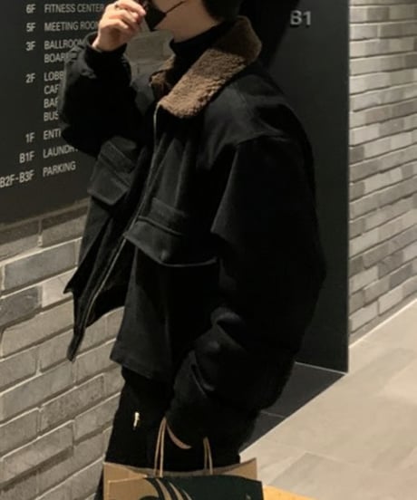 velvet zipup bomber jacket /2color　NL2096