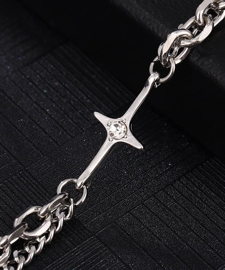 star cross silver double layer chain bracelet　NL2209