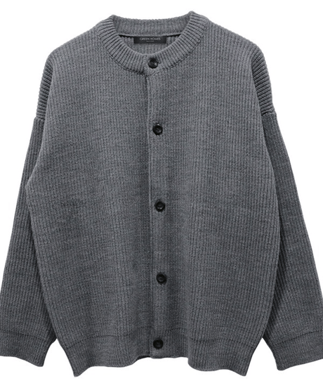 chunky rib knit round neck cardigan /2color　NL2127