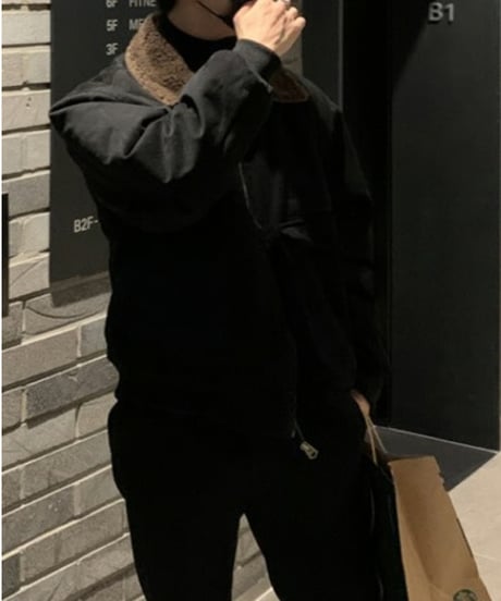 velvet zipup bomber jacket /2color　NL2096