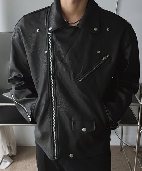 oversized faux leather riders jacket 　NL2091