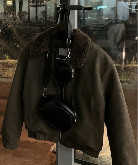 fake suede boa collar jacket　NL2104