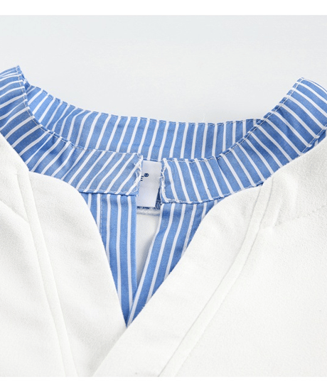 layered v-neck stripe sweatshirt /2color　NL2355