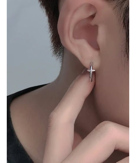 star engraved hoop earrings two-piece set　NL2216