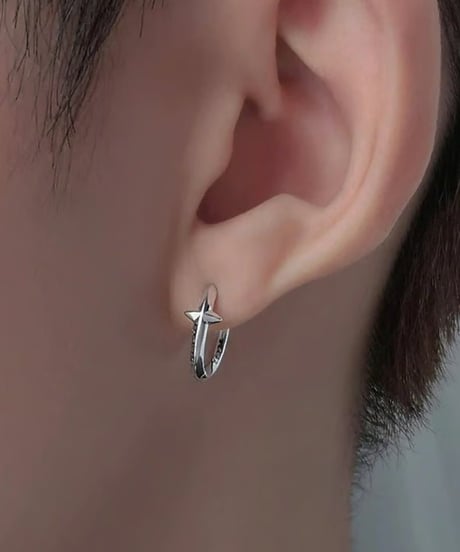 star engraved hoop earrings two-piece set　NL2216