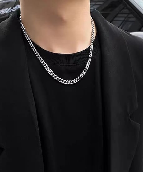 silver curb chain necklace　NL2180