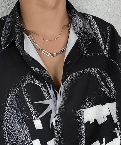 modern block curb chain necklace　NL2187