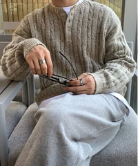 henley neck cable knit /2color　NL2100