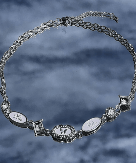 butterfly oval frame clear stone choker　NL2222