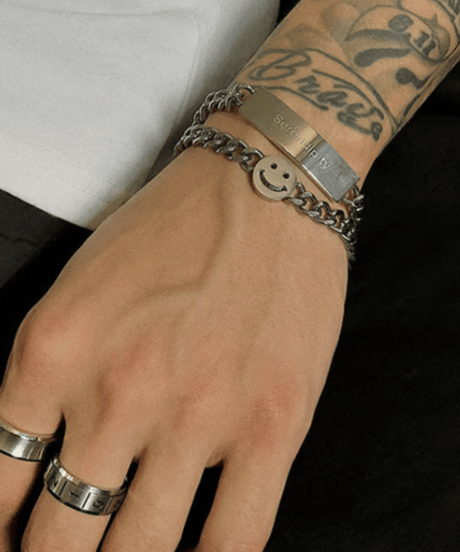silver chain id plate bracelet　NL2190
