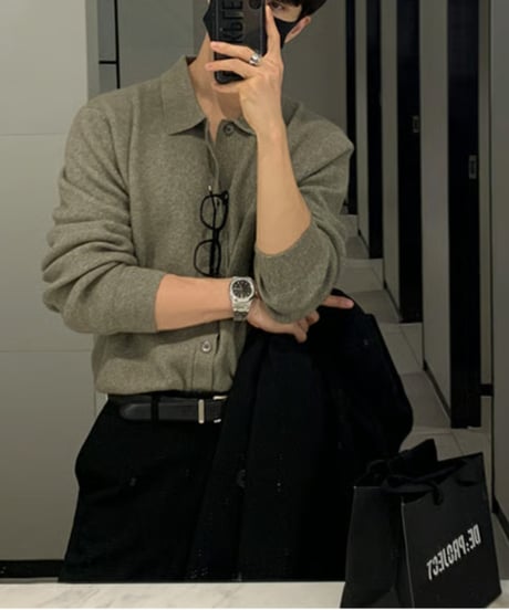 knit polo cardigan /4color　NL2086