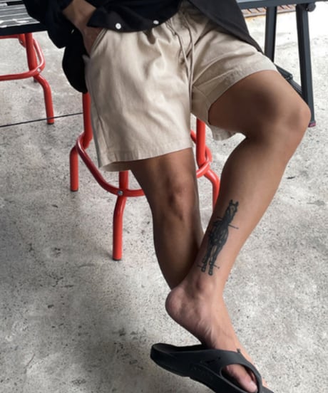 relaxed cotton blend drawstring shorts /4color　NL2135