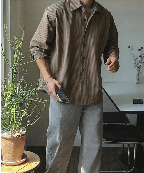 oversized vertical stripe shirt　NL2319