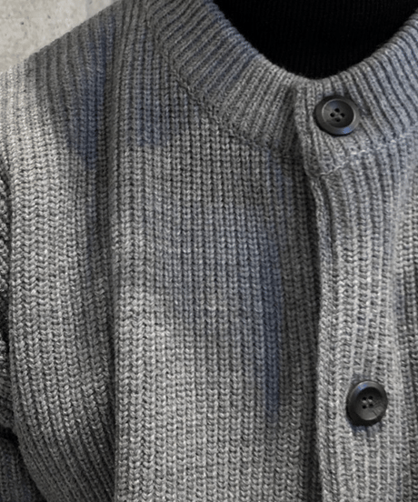 chunky rib knit round neck cardigan /2color　NL2127