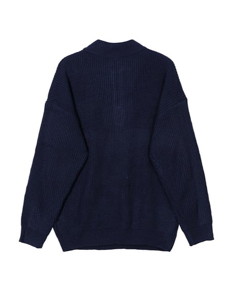 half-zip rib knit navy sweater　NL2173