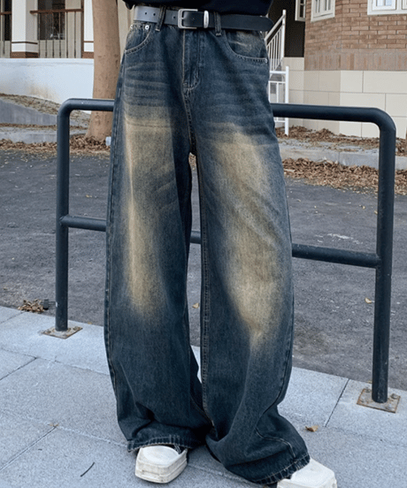 wideleg faded denimpants/5color　NL2083