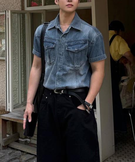 short sleeve denim shirt /2color　NL2402
