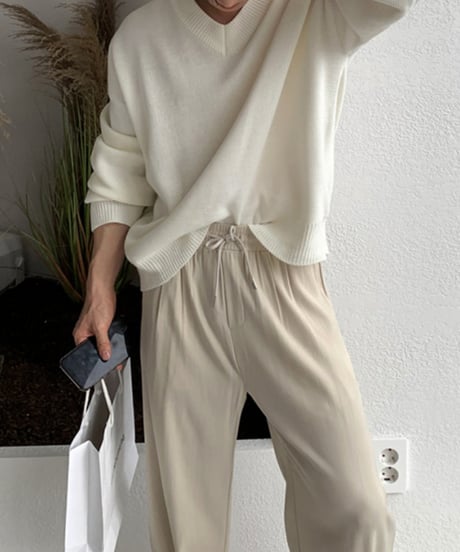 v-neck relaxed fit chunky knit /5color　NL2159