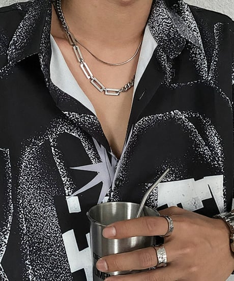 modern block curb chain necklace　NL2187