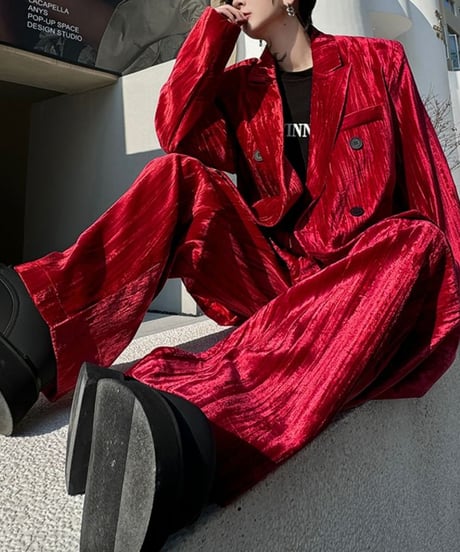velvet  wide suit set-up　NL2029