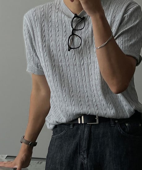 texture short sleeve knit sweater/３color　NL2397