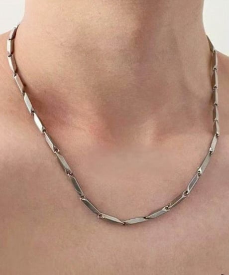 bar link silver necklace　NL2204