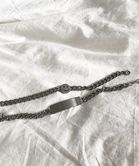 silver chain id plate bracelet　NL2190