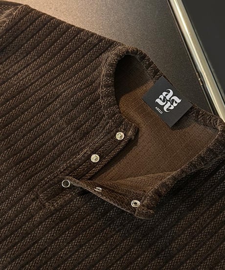 corduroy ribbed henley neck shirt /4color　NL2087