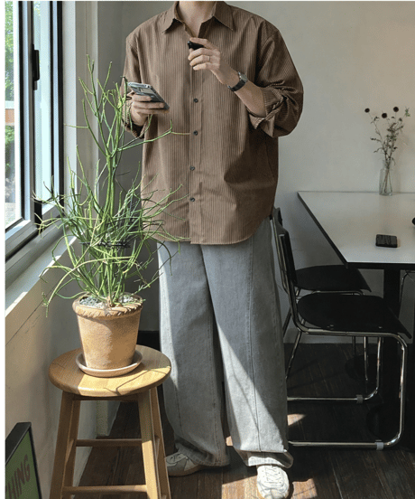 oversized vertical stripe shirt　NL2319