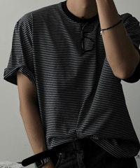 urban striped oversized t-shirt /2color　NL2398