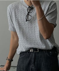 short sleeve cable knit sweater/３color　NL2395