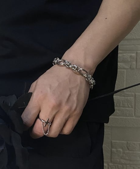 mixed ring silver chain bracelet　NL2224