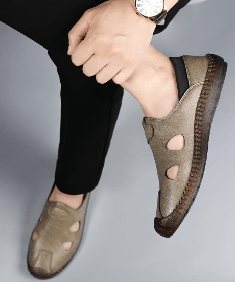 breathable leather slip-on summer sandals /2color　NL2389