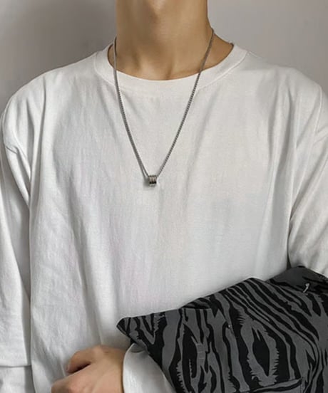 silver barrel charm chain necklace　NL2213